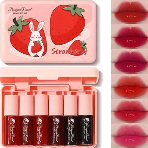 New Lip Tint Stain Mini Liquid Lipstick, Korean Lip Gloss - Strawberry Shades